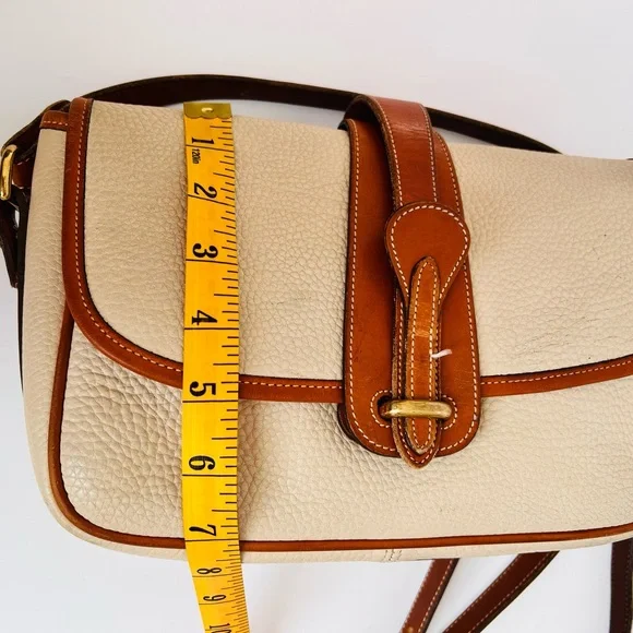 Dooney & Bourke All Weather Leather Small Flap Shoulder Bag British Tan Trim Vtg - Picture 10 of 16